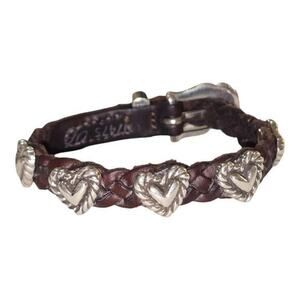 Brighton Roped Heart Bandit Bracelet Chocolate Brown braided leather Silver Hear